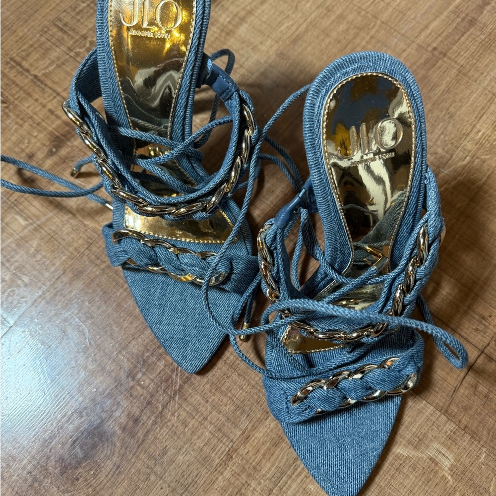 Jennifer Lopez Gold and Blue Women's Heels